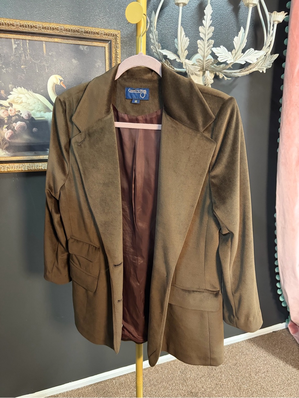 Country Shop Brown Velvet Blazer Jacket for Women